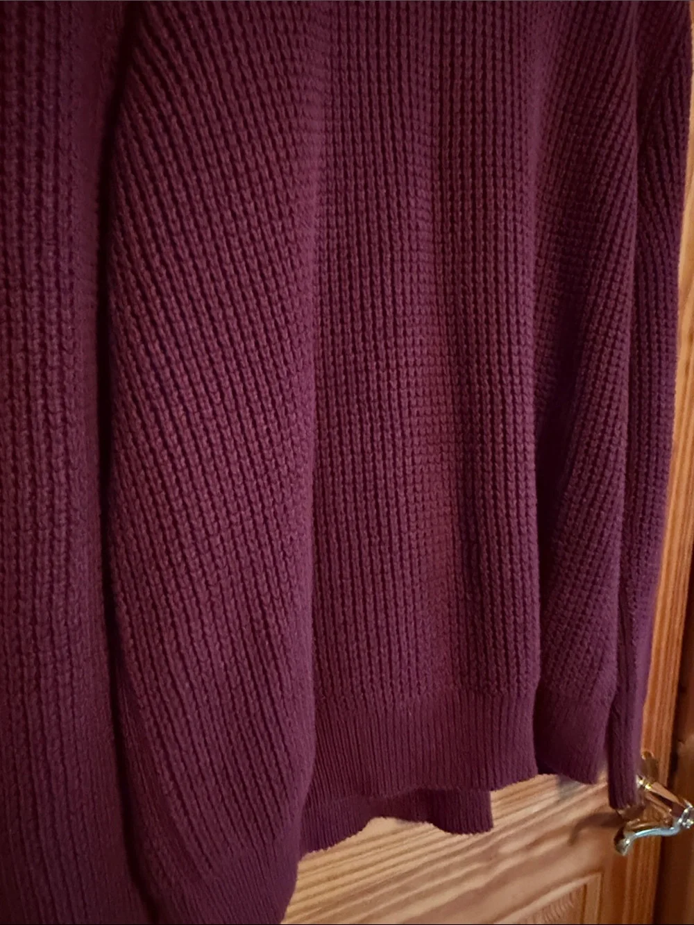 L.L. Bean Men’s 100% Organic Cotton Waffle Knit Crewneck Sweater - Burgundy